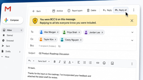 Gmail Adds Privacy Warning for BCC Reply All