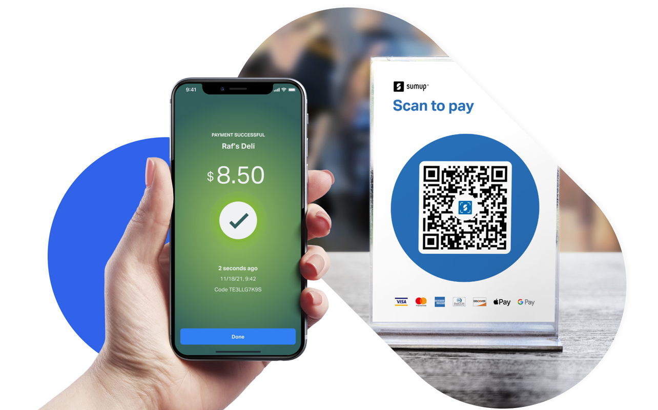 SumUp, a mobile payment app, offers QR code payment solutions. 