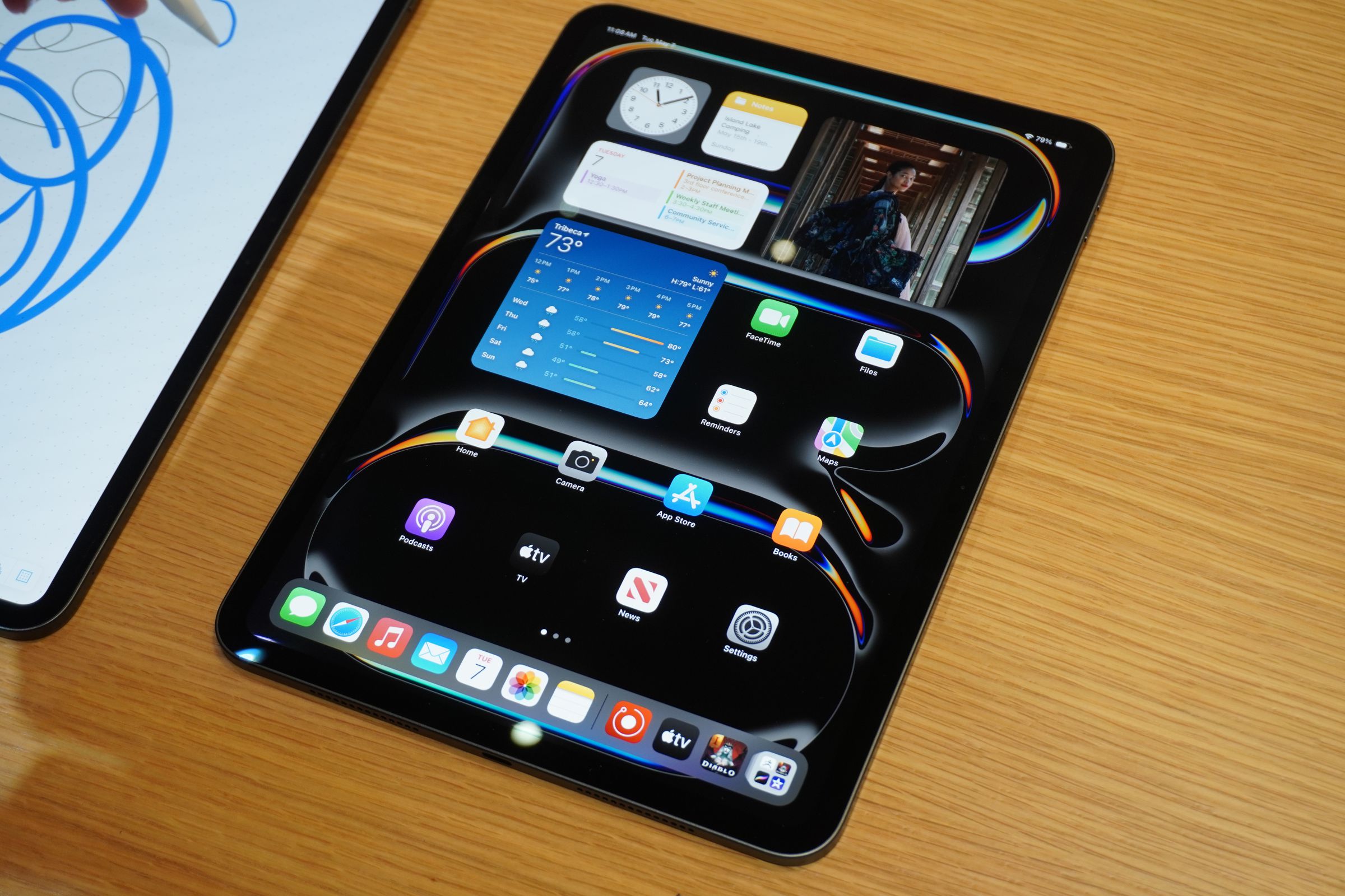 An overhead photo of the iPad Pro 2024 on a table.