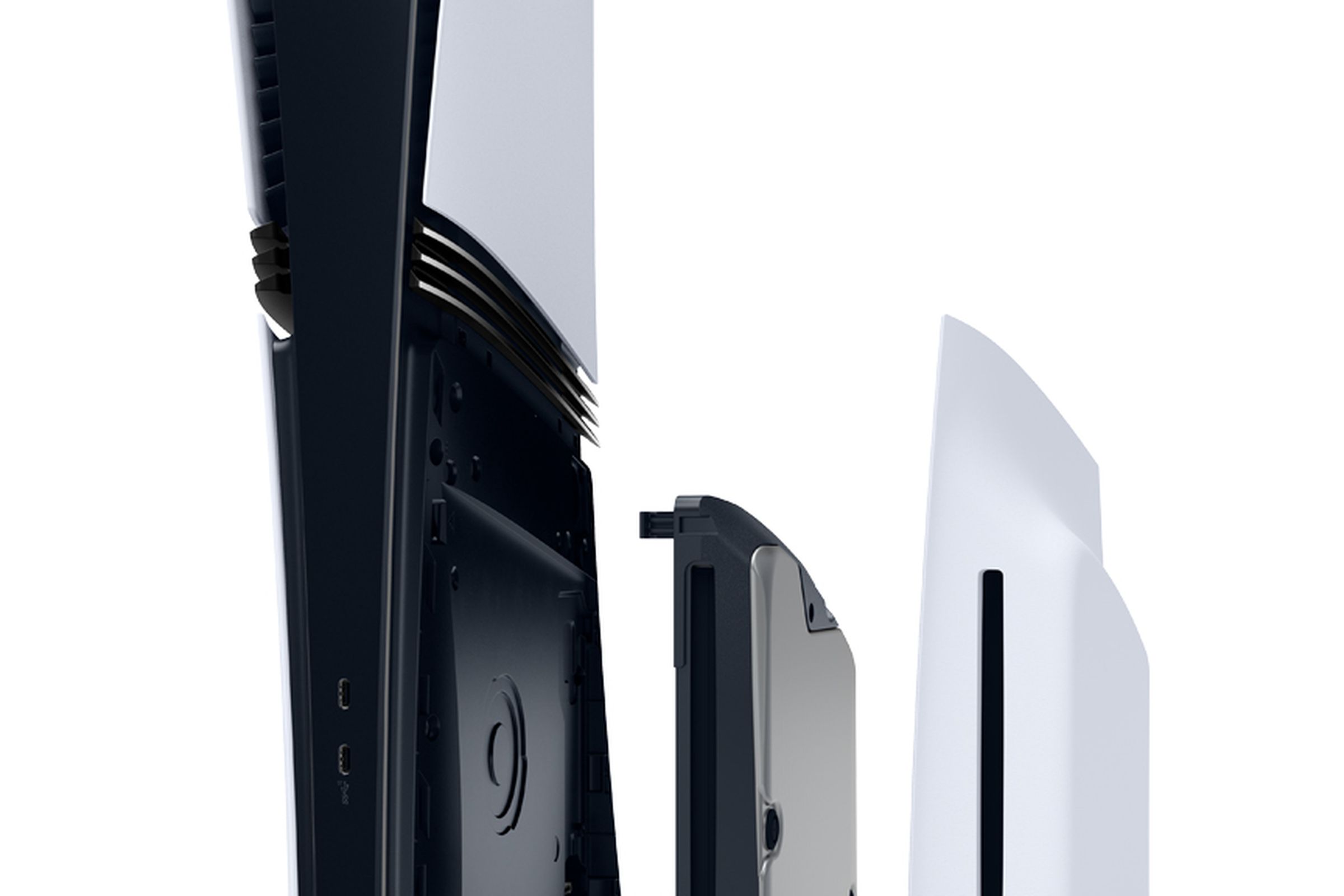 An image showing the PS5 Pro’s separate disc drive.