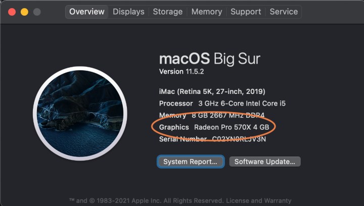 Find your Mac's Graphics information.