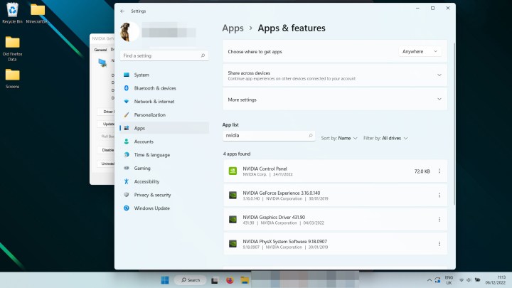 Finding the Nvidia drivers to uninstall them.