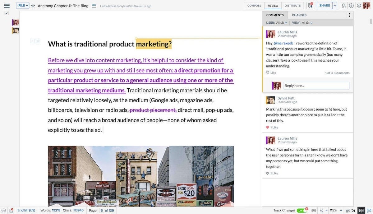 Add images, comments, and suggestions in Zoho Writer with collaboration tools.