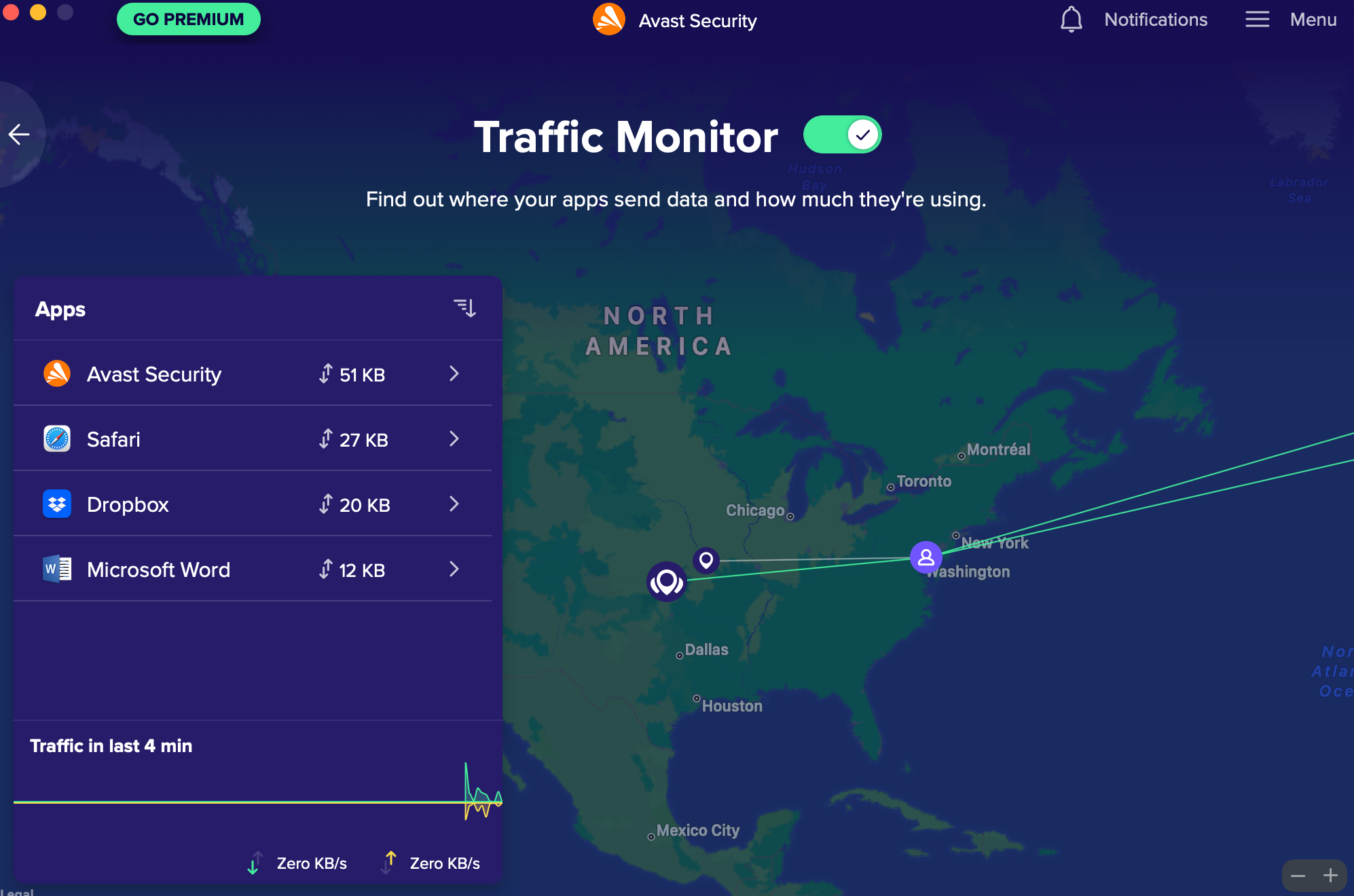 Avast’s Traffic Monitor feature.