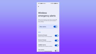 The Wireless emergency alerts menu on OxygenOS 15