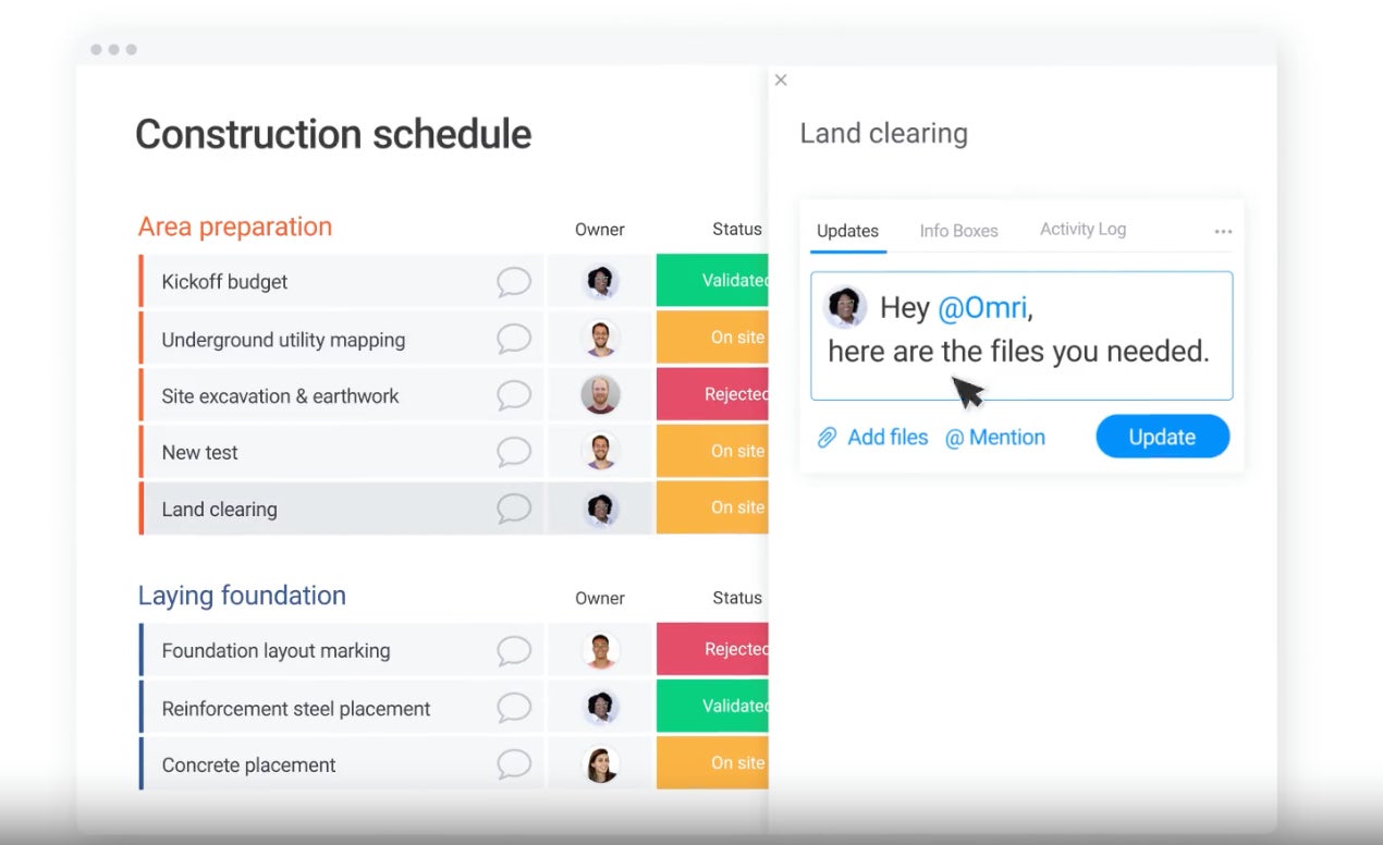 monday CRM collaborative scheduling feature.