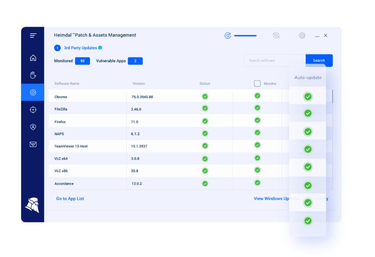 Heimdal Patch & Asset Management’s 3rd party patch screen.