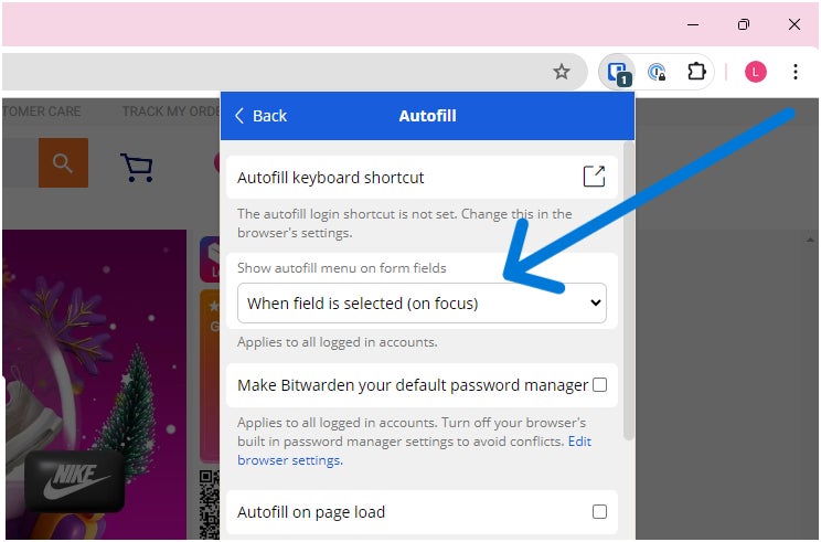 Bitwarden’s new autofill settings.