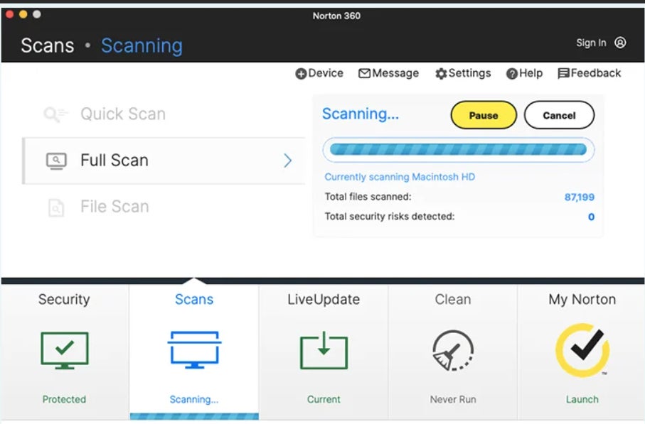 Norton AV Plus virus scanning.