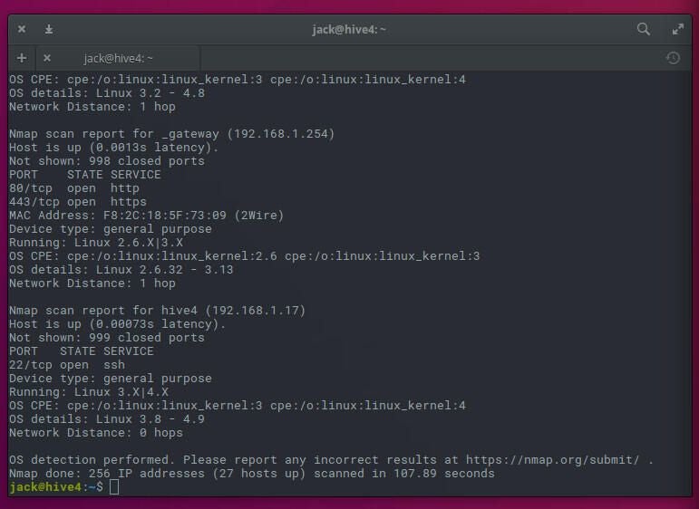 nmap will display each address found on your LAN.