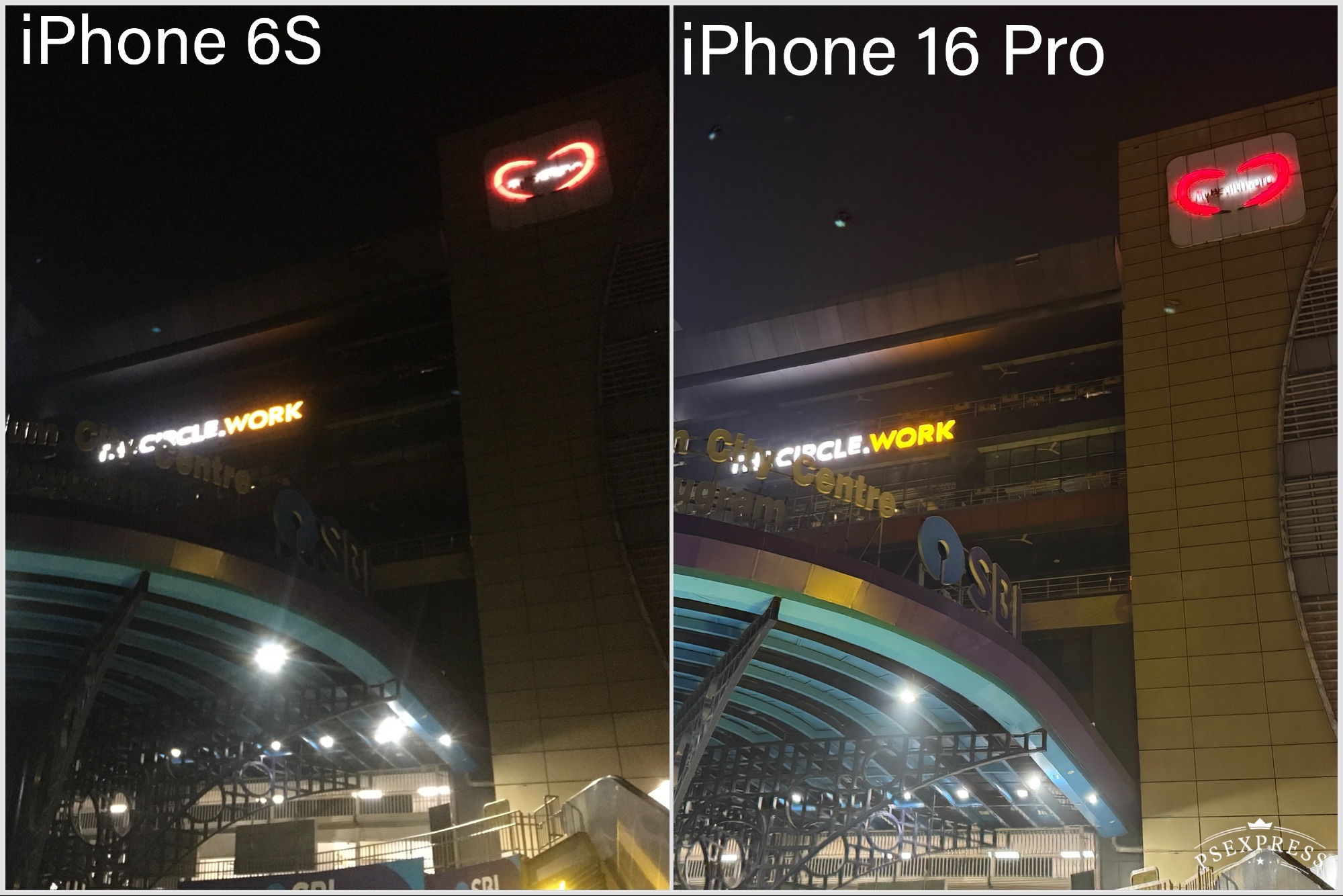 Comparison of pictures taken by iPhone.16 Pro and iPhone 6S depicting a metro tower.