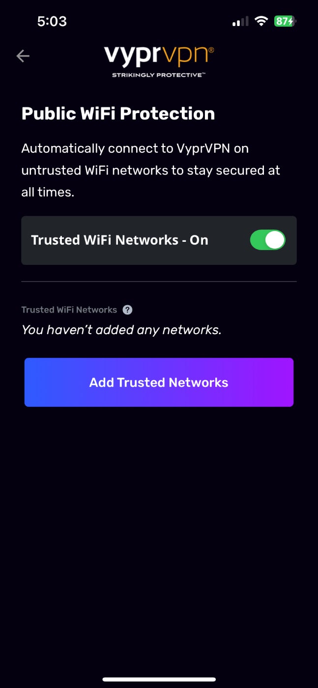 VyprVPN’s public WiFi protection.