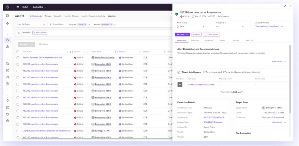 A screenshot of SentinelOne Singularity’s desktop interface. 