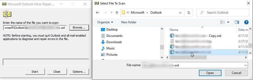 Using Browse to find the file.