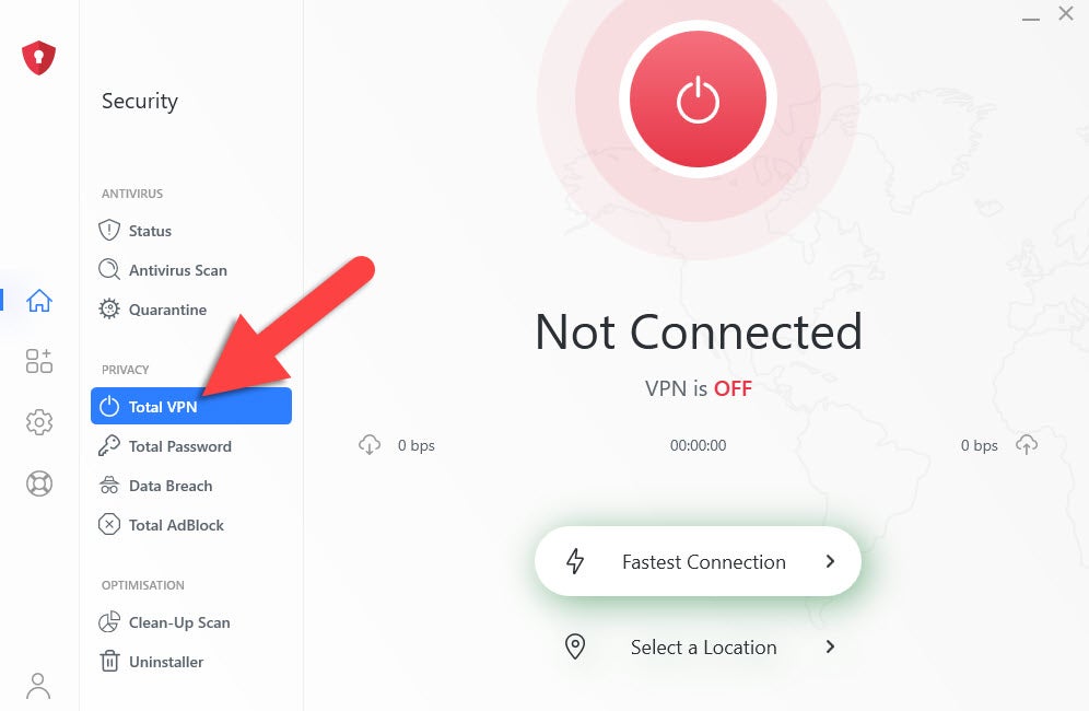The VPN can be found below TotalAV’s antivirus options.