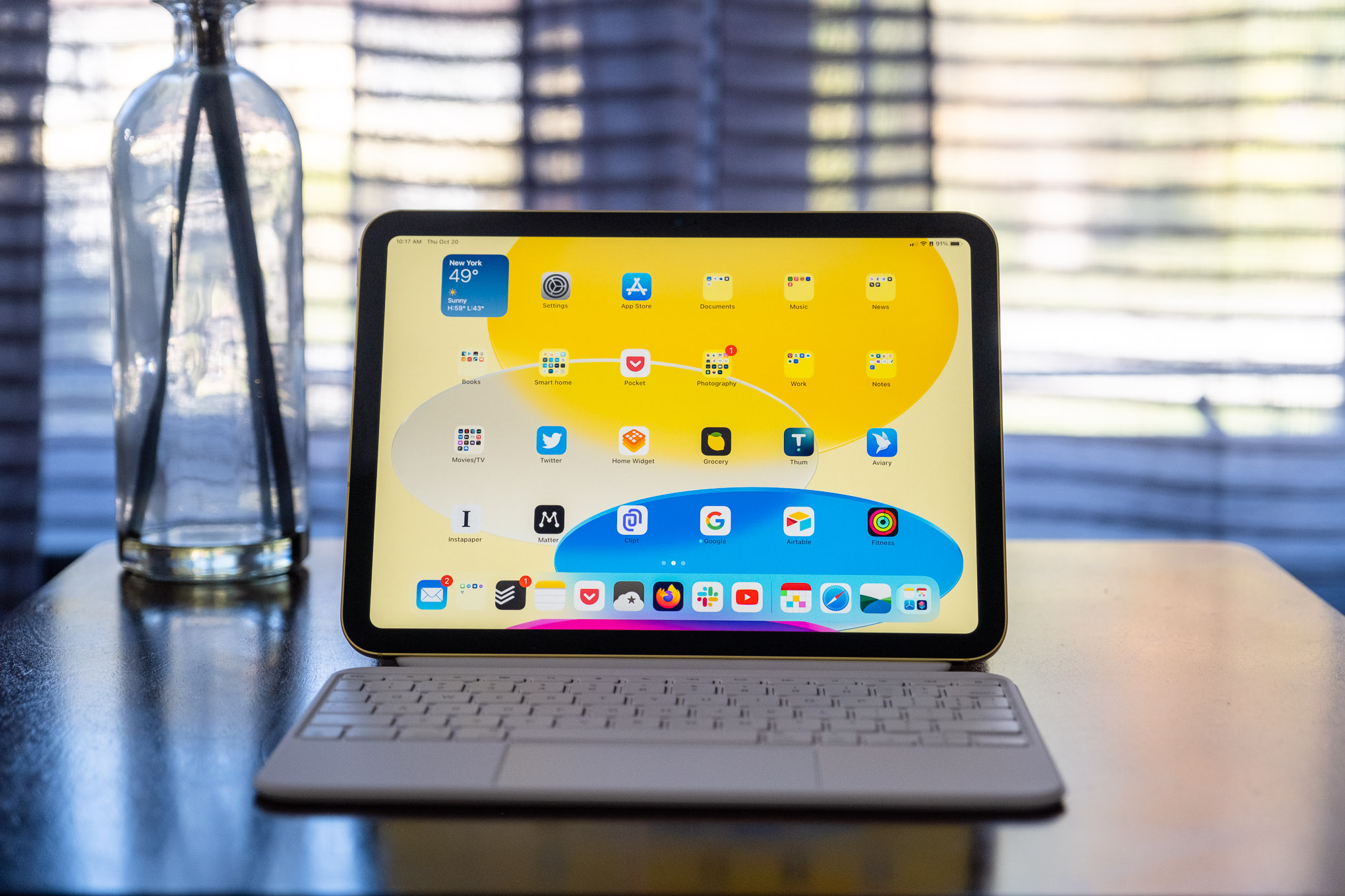 A 10th-gen iPad in an Apple Magic Keyboard Folio.