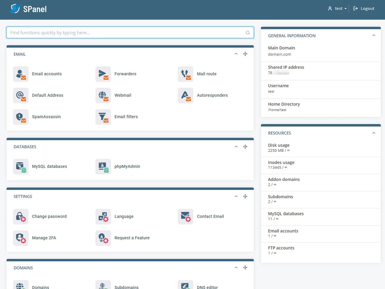 ScalaHosting interface.