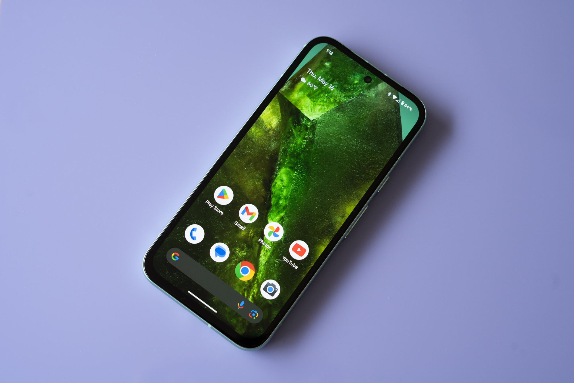 Google Pixel 8A showing home screen.