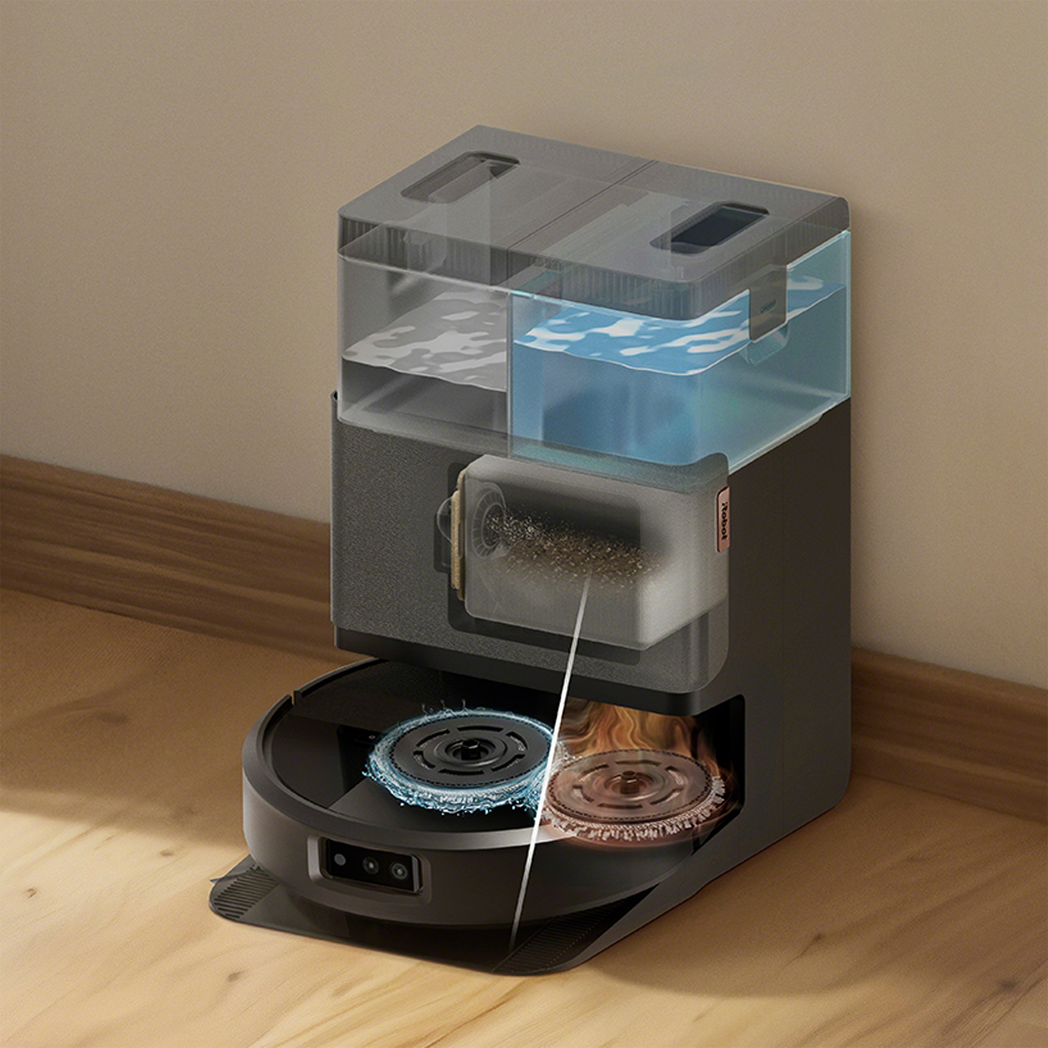 The Roomba 505’s dock can also wash and dry its mop pads with hot air. It has a three-liter clean liquid tank, a 2.3-liter dirty liquid tank, and a dust bag that holds 75 days’ worth of debris.