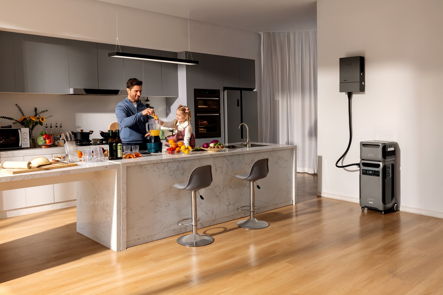 The Anker SOLIX F3800 Plus Portable Power Station in the kitchen.
