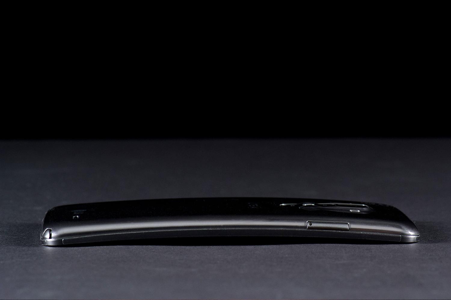 The LG G Flex from the side.