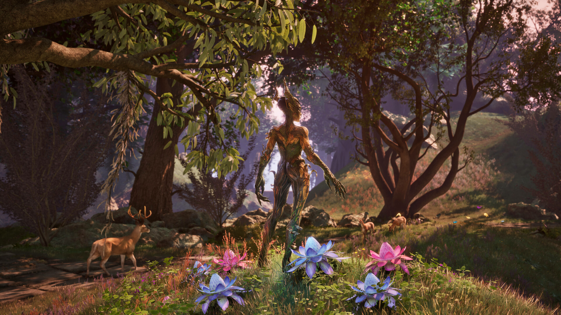 A creature stands among flowers in The Elder Scrolls IV: Oblivion Remastered.