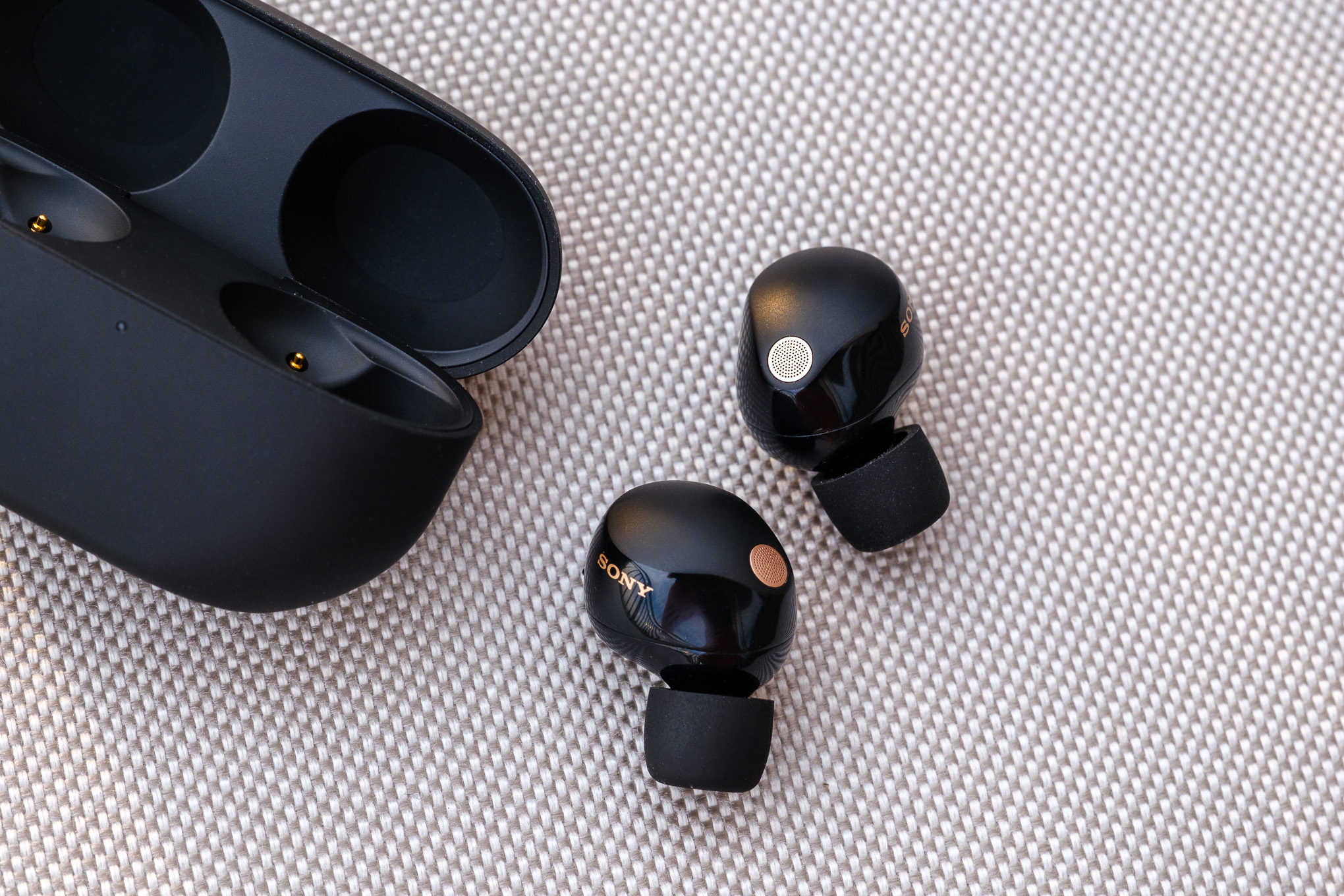 A photo of Sony’s WF-1000XM5 earbuds.