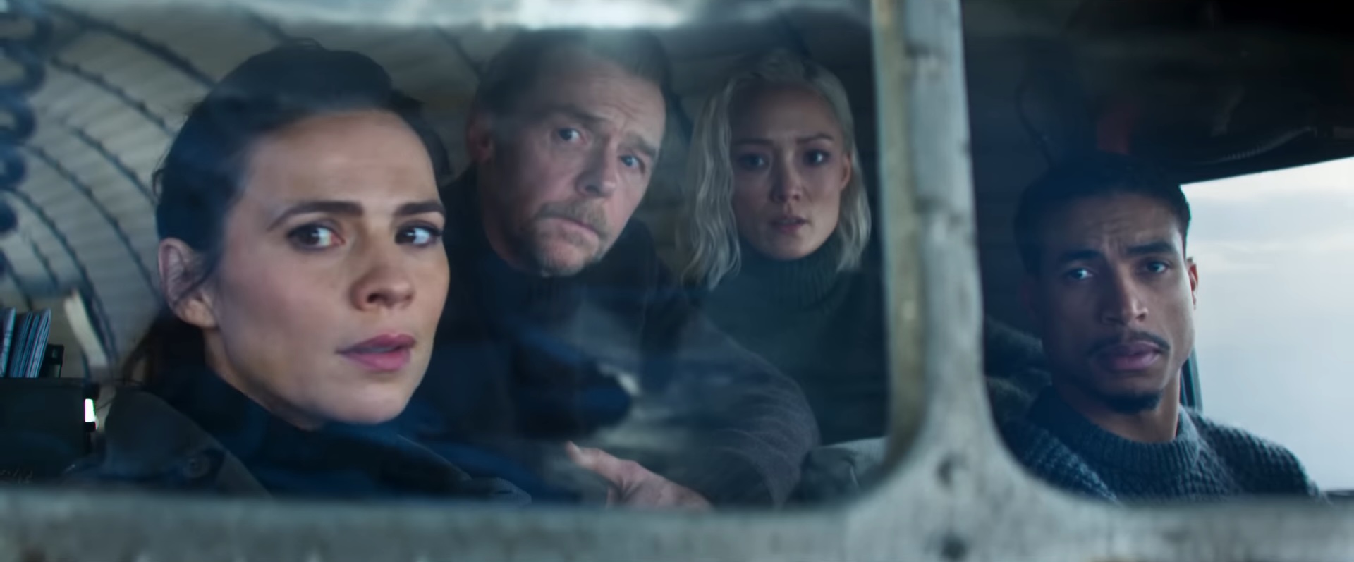 Hayley Atwell, Simon Pegg, Pom Klementieff, and Greg Tarzan Davis in