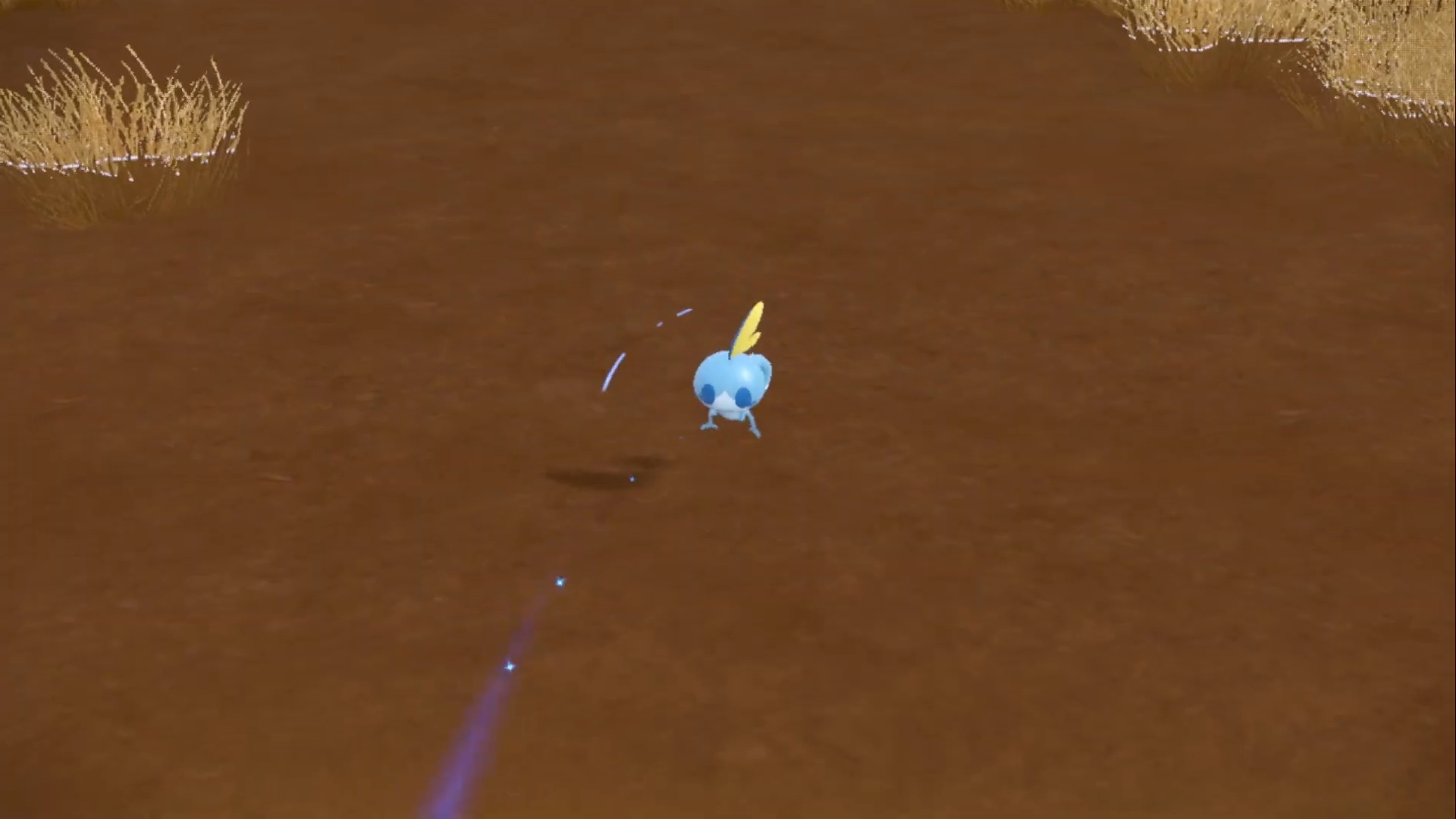 Sobble in the dirt in Pokémon.