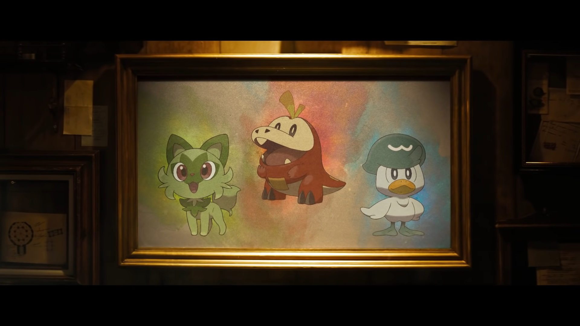 A painting of three new Pokemon from Pokemon Scarlet and Violet..