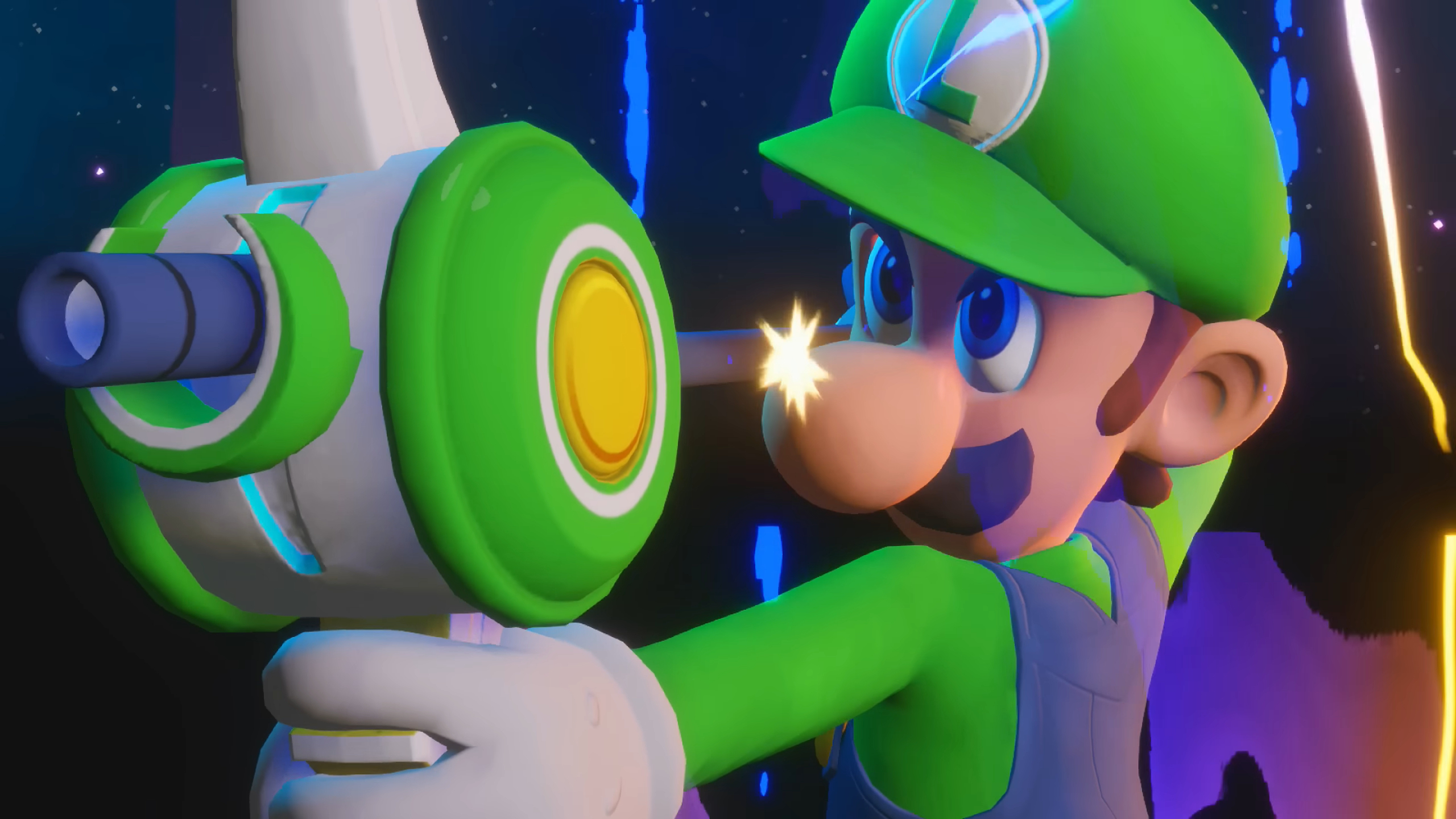 Luigi aiming his bow.