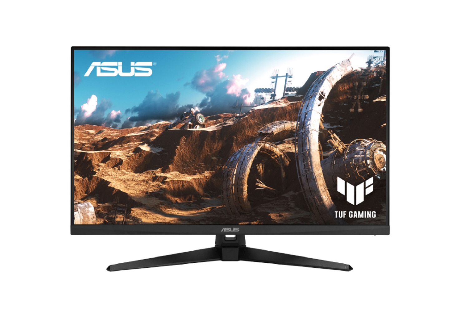 The ASUS 31.5-inch TUF WQHD gaming monitor with a game on the screen.