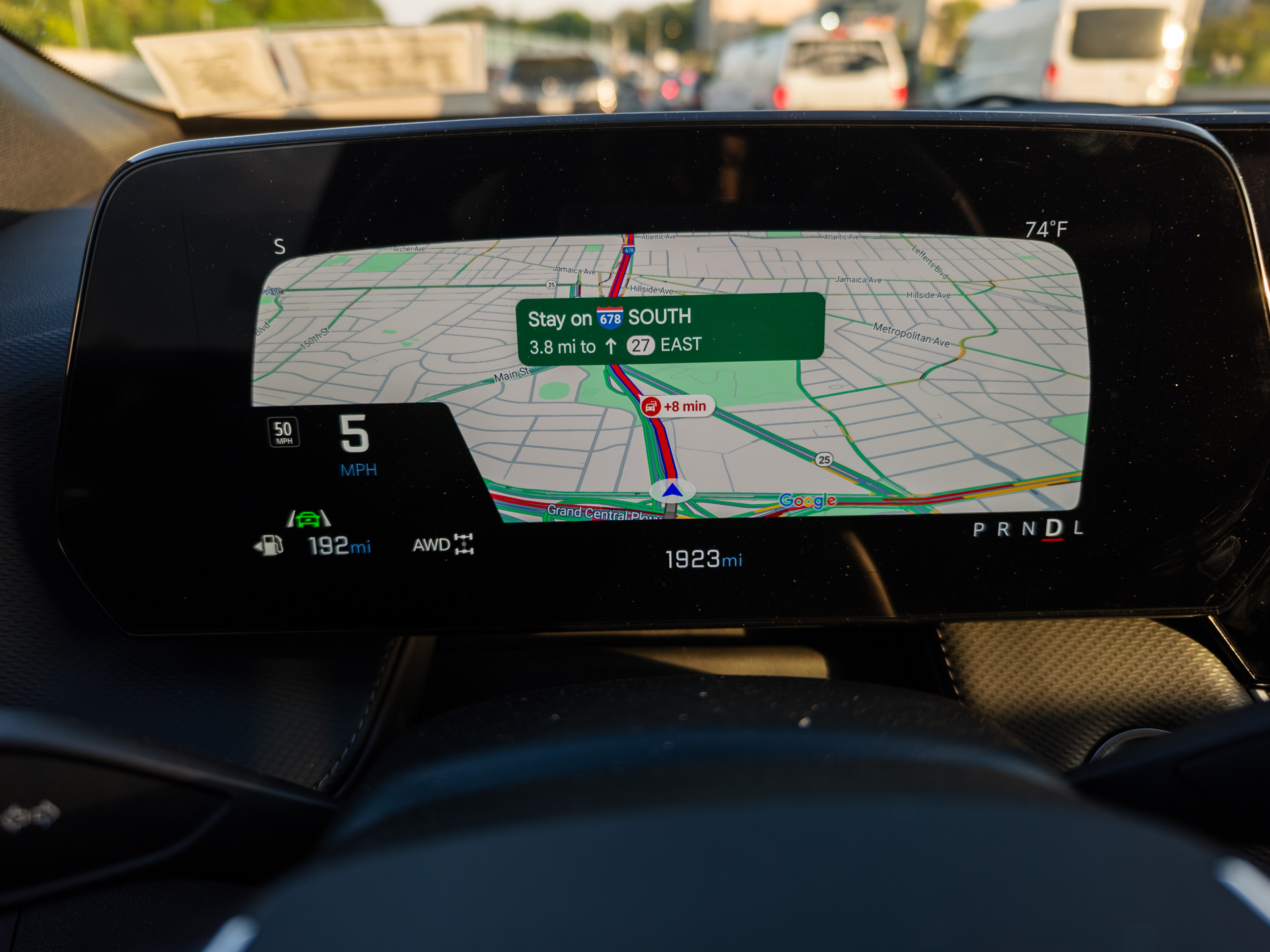 Native Google Maps in full screen on the driver's second display on the Chevy Equinox 2025