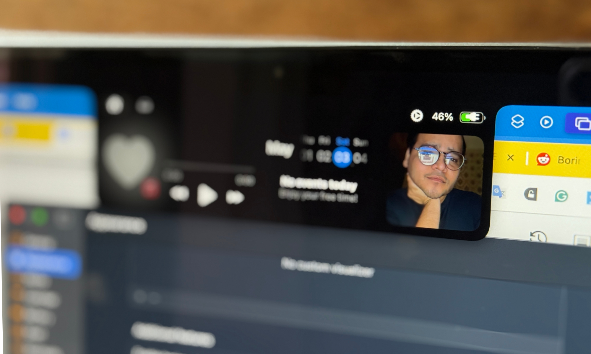 Camera preview in the Boring Notch app.