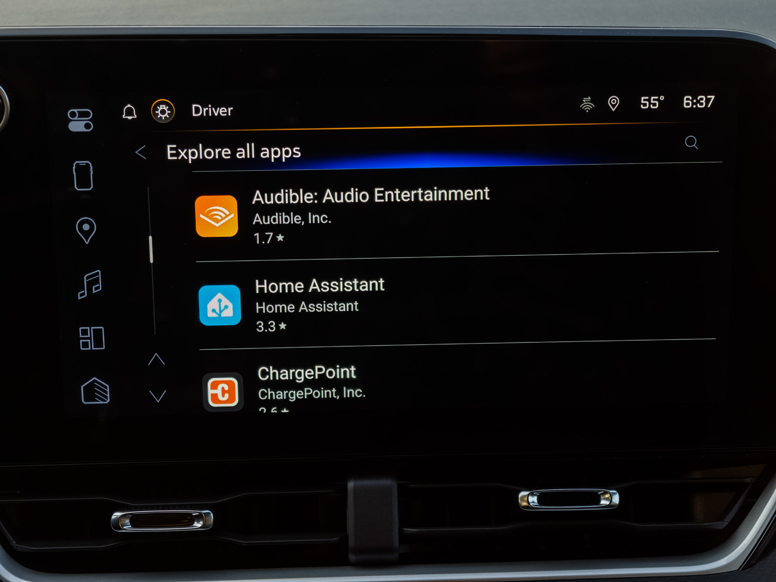 Google Play Store running on Android Automotive on the Chevy Equinox 2025