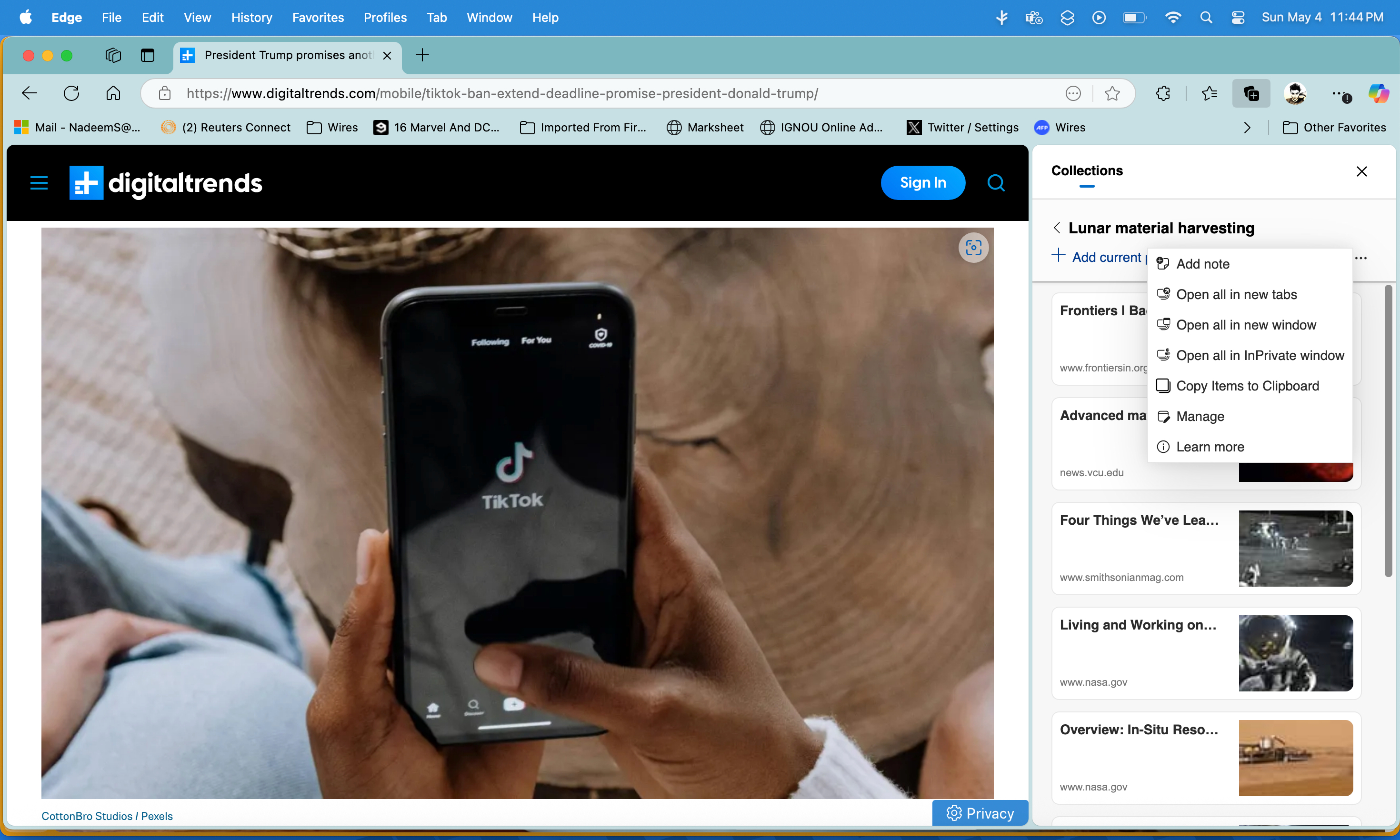 Collections in Edge browser.