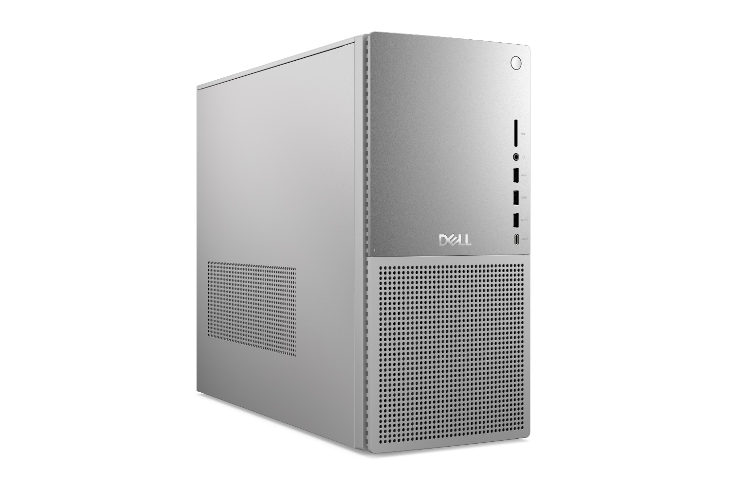 The Dell Tower Plus Desktop on a white background.