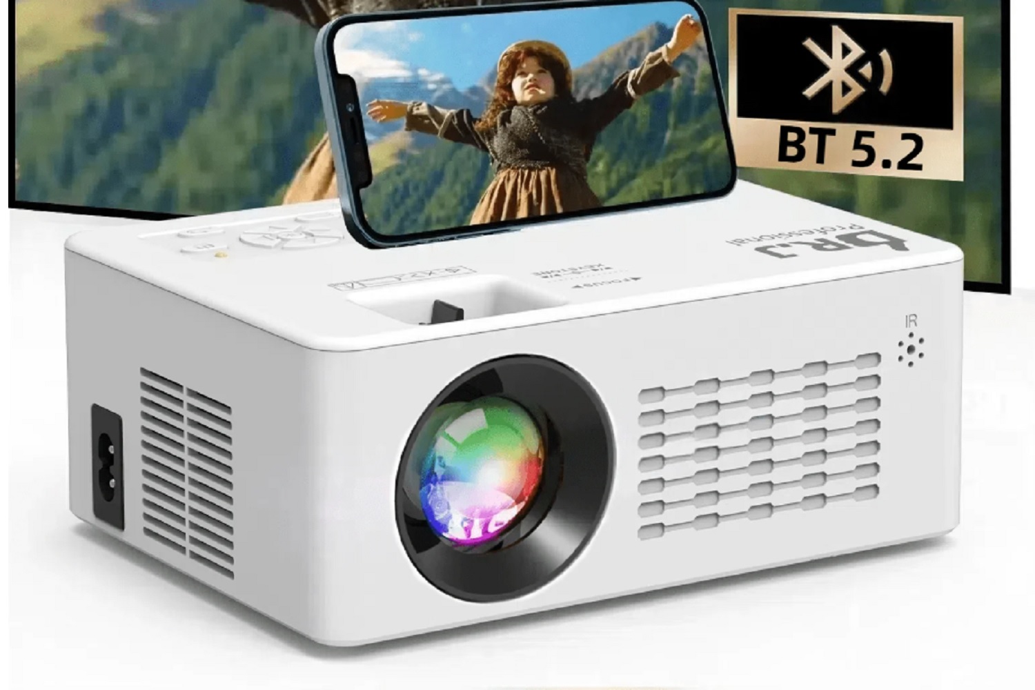 The Dr. J Professional HD projector with a smartphone.