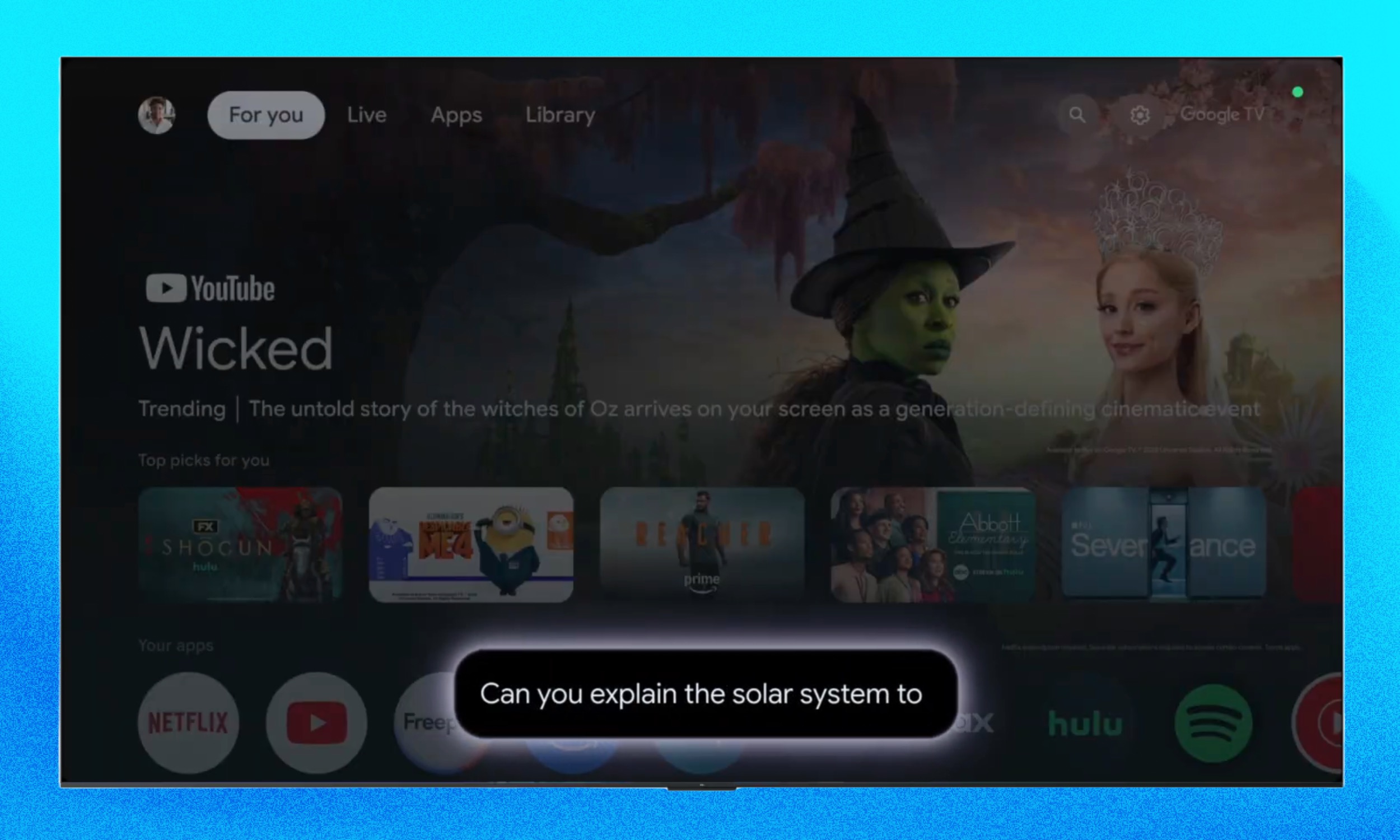 Google Gemini on an Android TV.