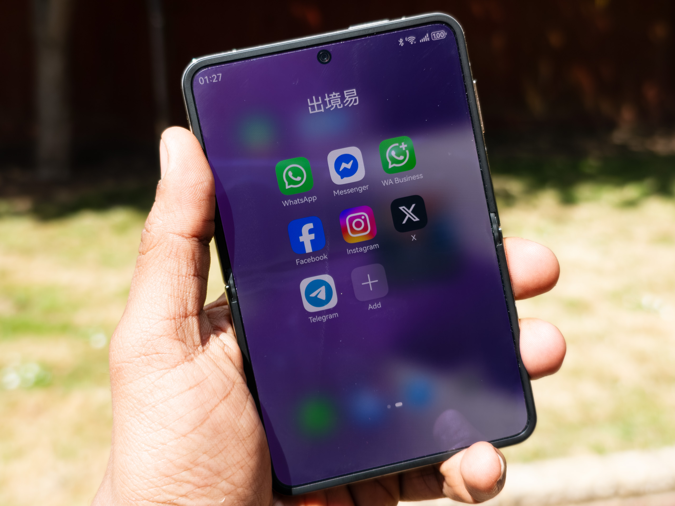 Installed apps including WhatsApp, Messenger and Facebook on the Huawei Pura X running HarmonyOS Next