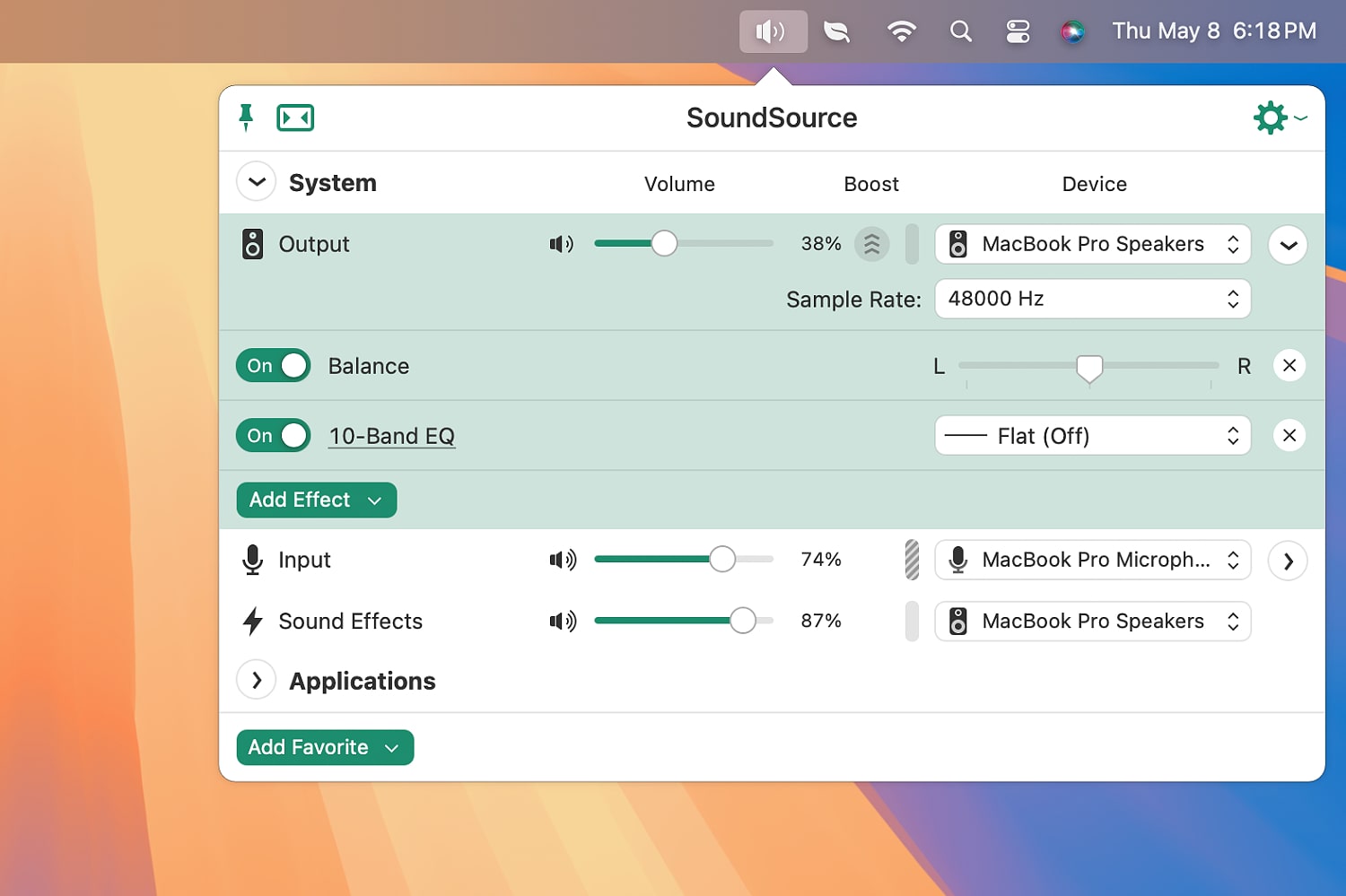 The SoundSource app in macOS Sequoia.
