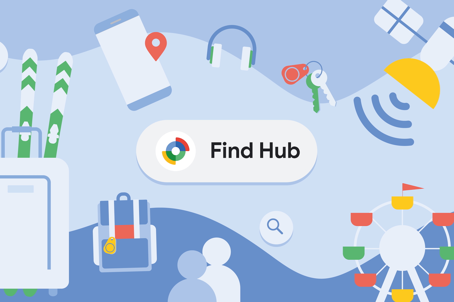 A promotional image showing Google's Find Hub.