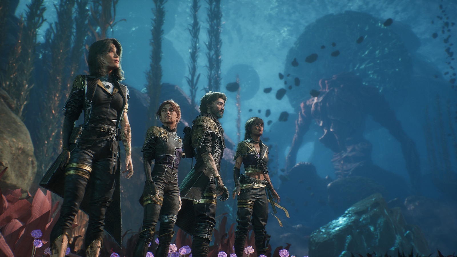 The party in an ocean biome in Clair Obscur Expedition 33.