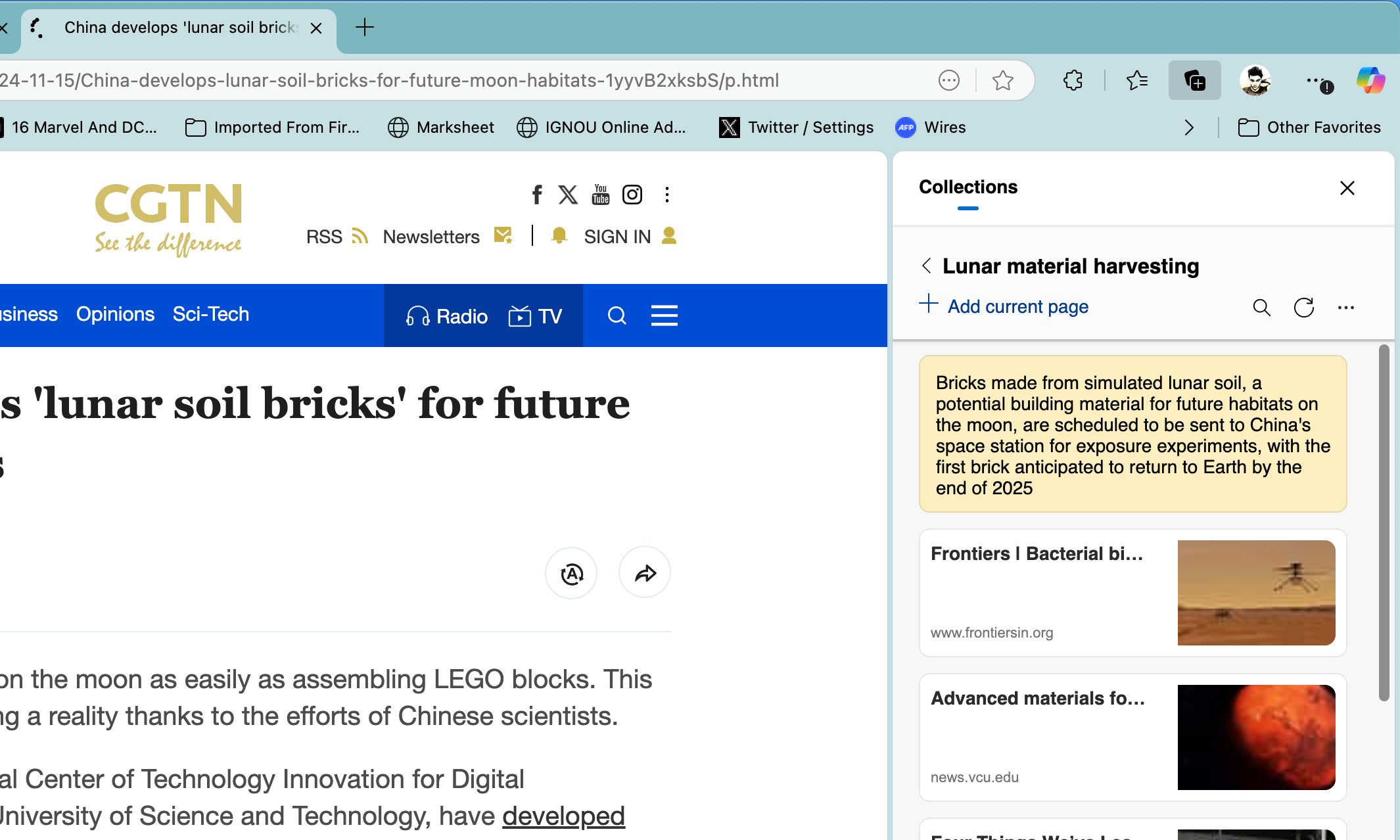 Adding notes to collections in Edge browser.
