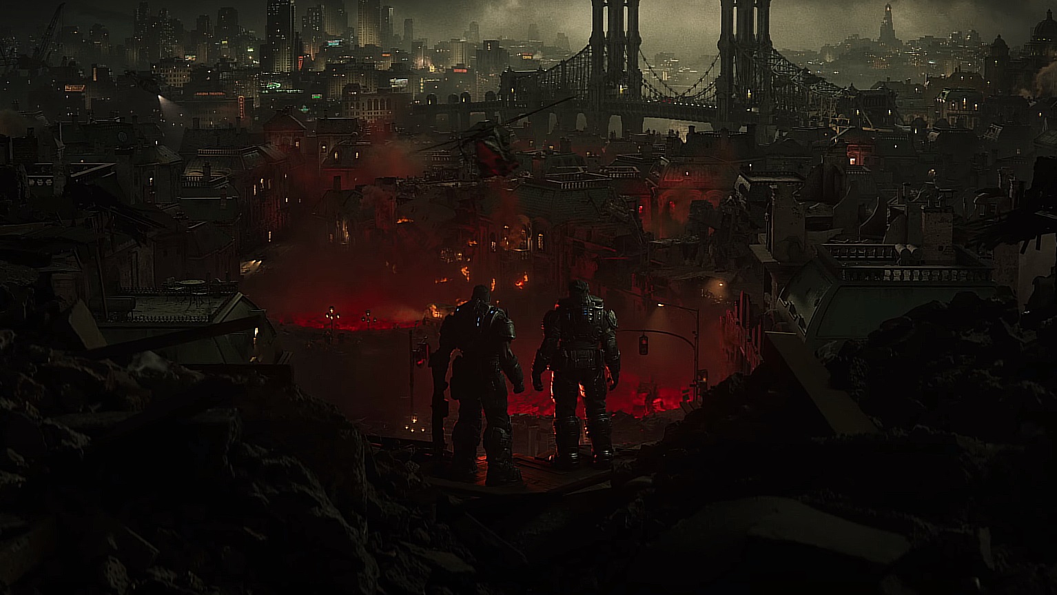Gears of War E-Day cityscape Sera