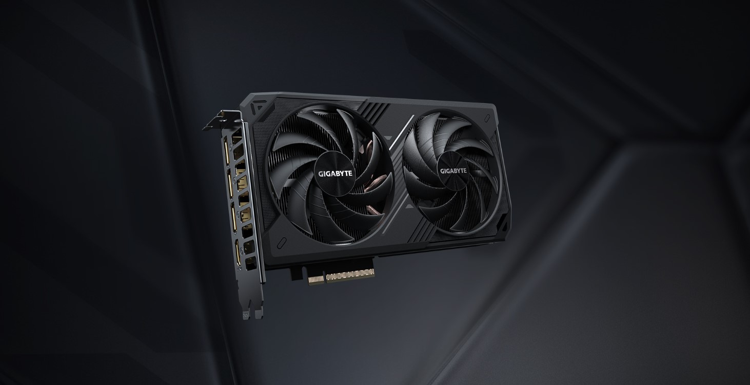 The Gigabyte RTX 5060 Ti Windforce graphics card in black