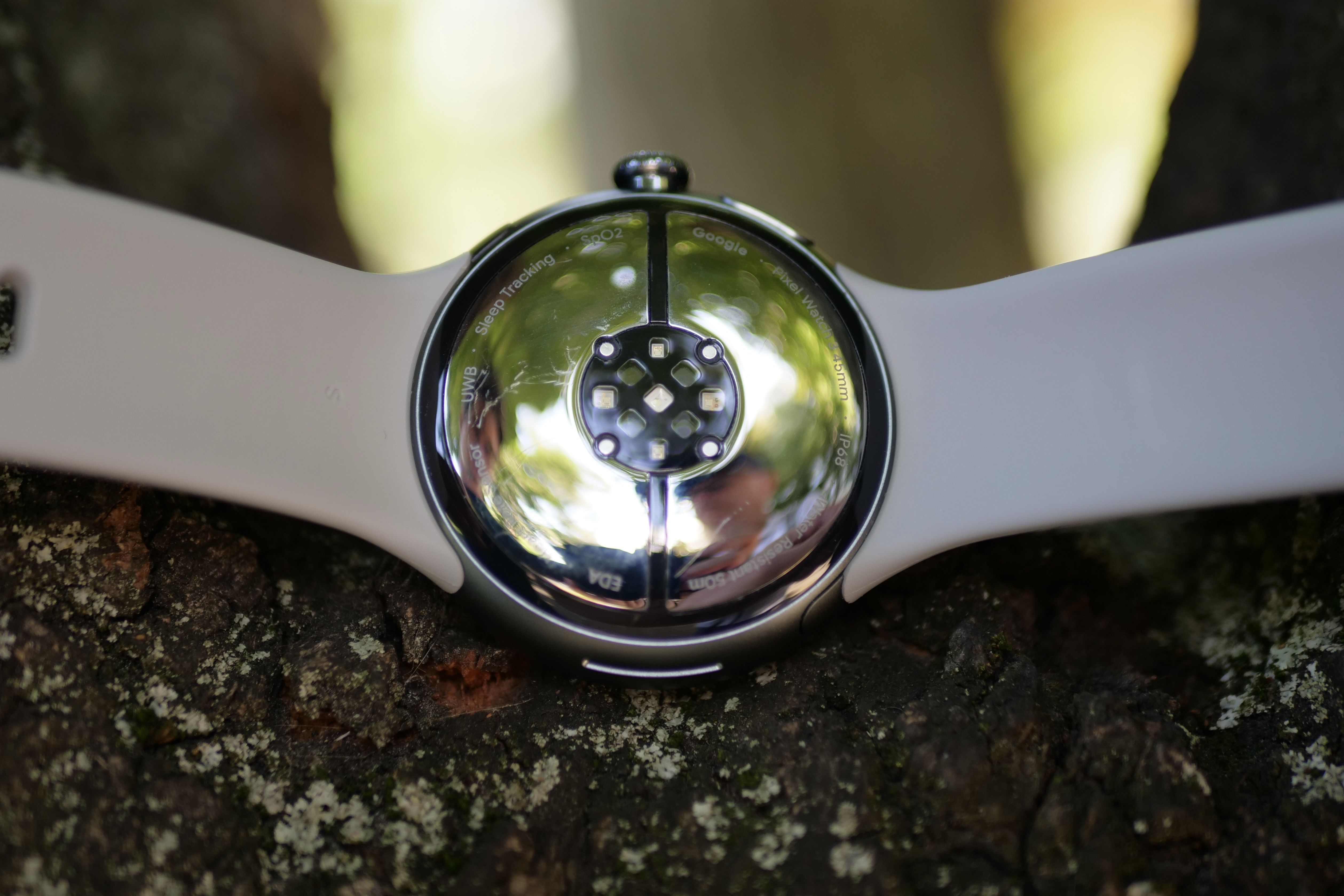The back of the Google Pixel Watch 3.