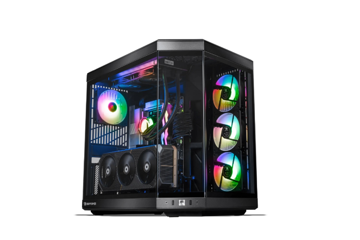 The iBuyPower RDY Y70 R05 gaming PC on a white background.