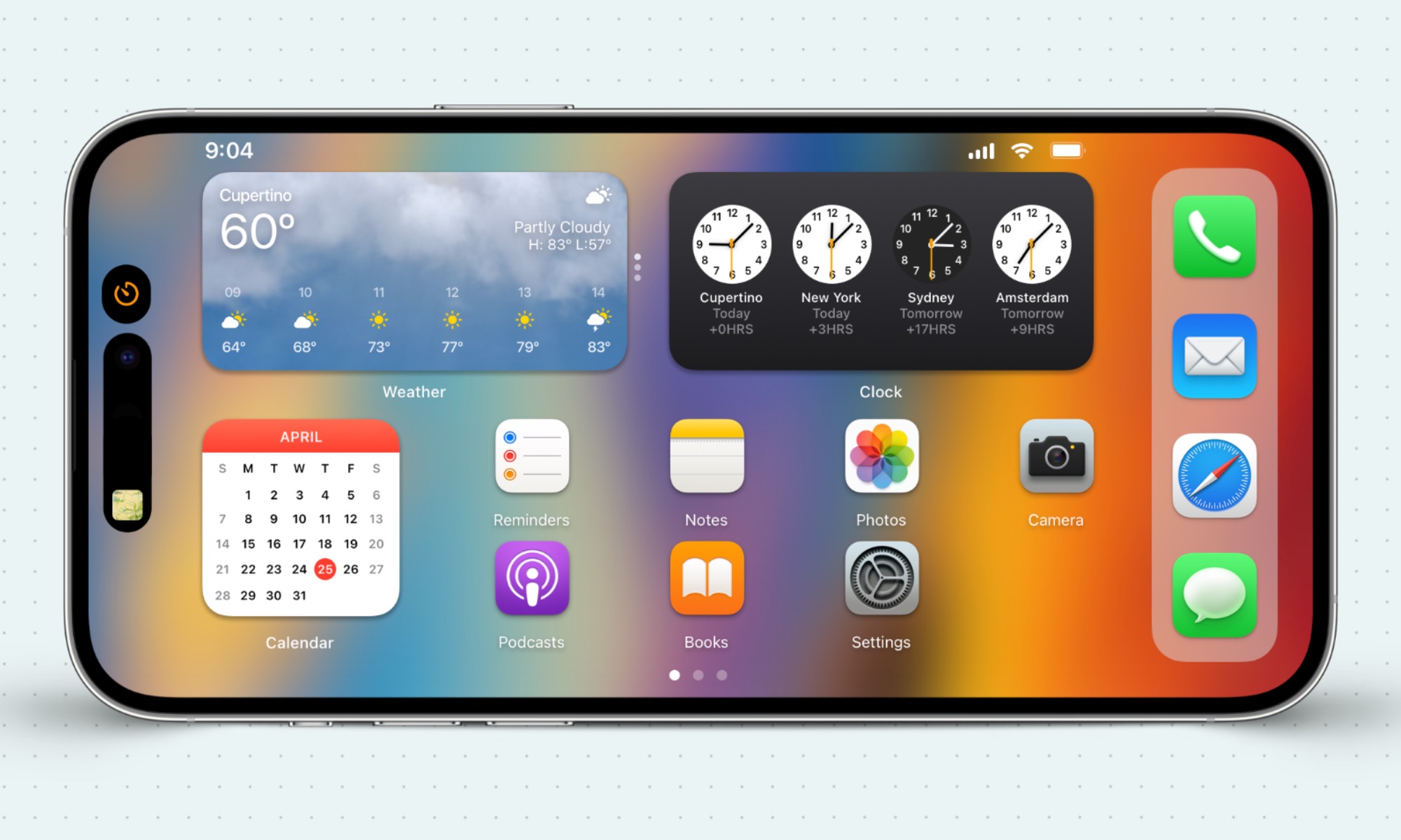 Landscape home screen concept on iPhone.