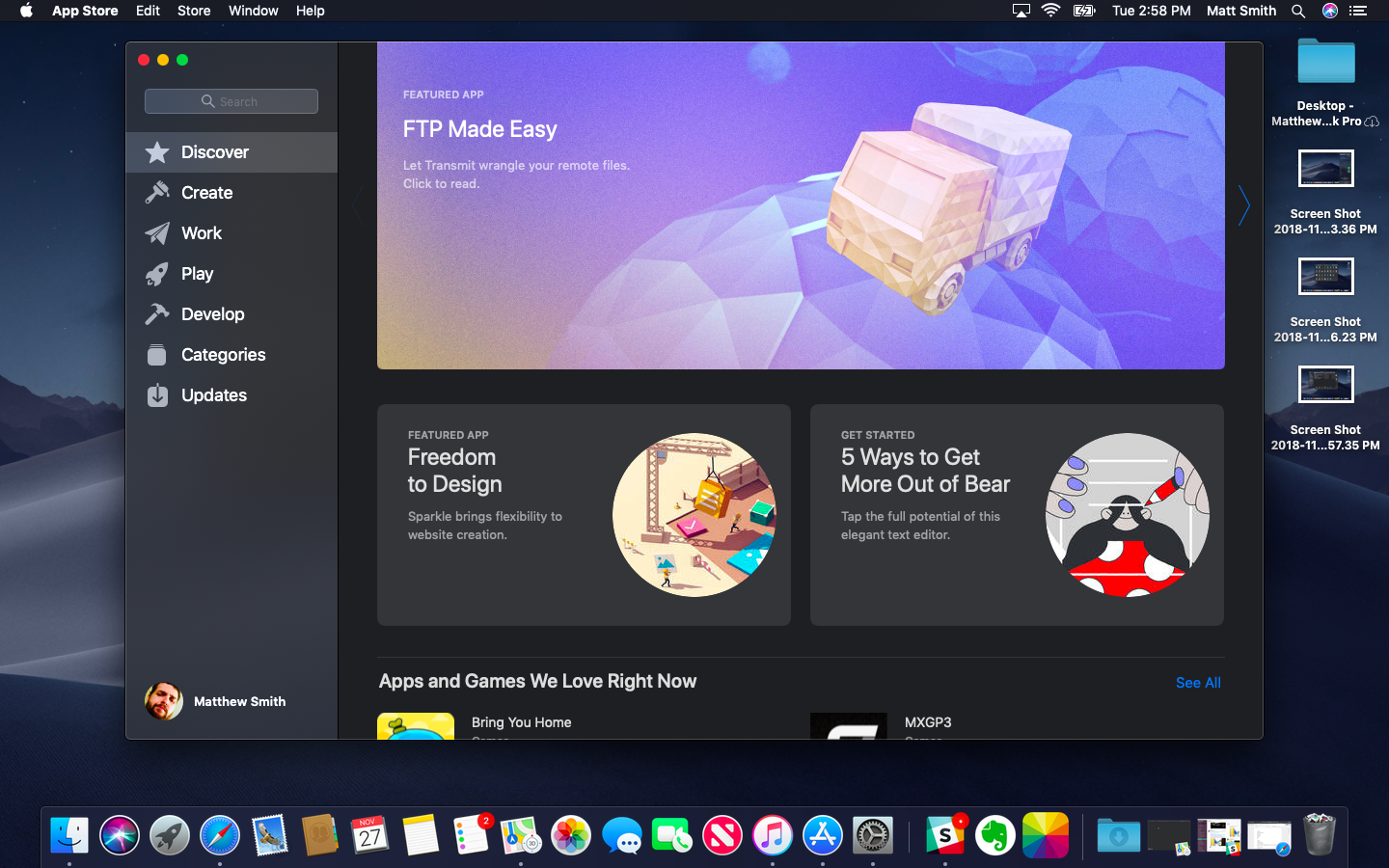 The Mac App Store in macOS Mojave.